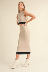 NEVAEH SCALLOPED TANK TOP AND SKIRT SET