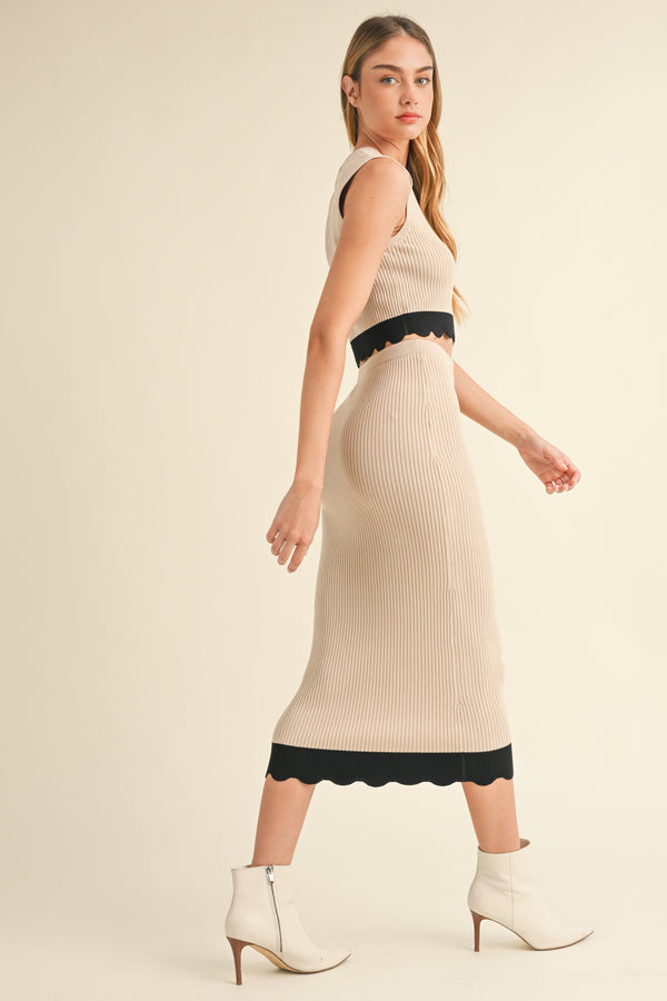 NEVAEH SCALLOPED TANK TOP AND SKIRT SET