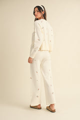 GRETA EMBROIDERED KNIT SWEATER AND PANTS SET