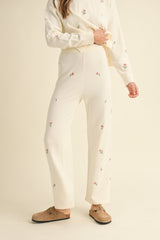GRETA EMBROIDERED KNIT SWEATER AND PANTS SET