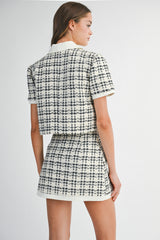 DIRKA TWEED SHORT JACKET AND MINI SKIRT SET