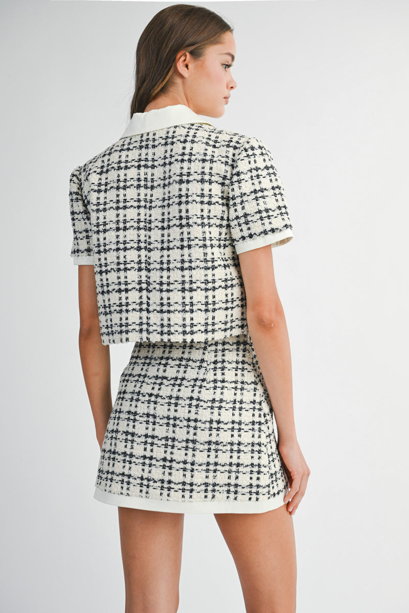 DIRKA TWEED SHORT JACKET AND MINI SKIRT SET