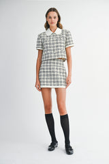 DIRKA TWEED SHORT JACKET AND MINI SKIRT SET