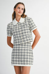 DIRKA TWEED SHORT JACKET AND MINI SKIRT SET