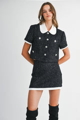 GABY SEQUIN TWEED SHORT JACKET AND SKIRT SET