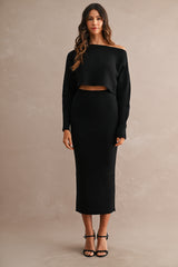 GIANA CROP KNIT TOP AND MIDI SKIRT SET