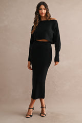 GIANA CROP KNIT TOP AND MIDI SKIRT SET