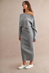 GIANA CROP KNIT TOP AND MIDI SKIRT SET