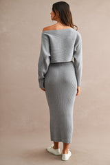 GIANA CROP KNIT TOP AND MIDI SKIRT SET