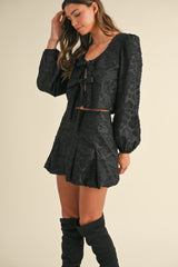 KRISSA PUFF LONG SLEEVE TOP WHIT BALLOON SKIRT