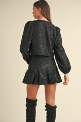 KRISSA PUFF LONG SLEEVE TOP WHIT BALLOON SKIRT