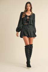 KRISSA PUFF LONG SLEEVE TOP WHIT BALLOON SKIRT