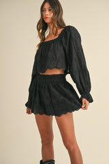 AMANZA EMBROIDERED TOP AND SHORT SET