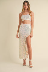 BREA BANDEAU AND ASYMMETRIC MAXI SKIRT SET