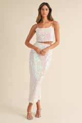 RENEE SEQUIN CROP TOP AND MIDI SKIRT SET