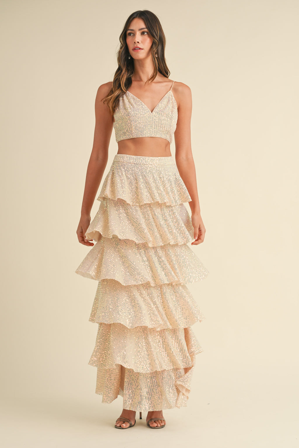 MIREILLE TIERED RUFFLE SKIRT AND BRALETTE SET – Mable Clothing