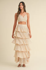 MIREILLE TIERED RUFFLE SKIRT AND BRALETTE SET