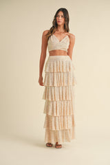 MIREILLE TIERED RUFFLE SKIRT AND BRALETTE SET