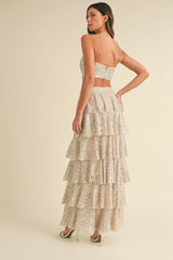 MIREILLE TIERED RUFFLE SKIRT AND BRALETTE SET