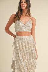 MIREILLE TIERED RUFFLE SKIRT AND BRALETTE SET