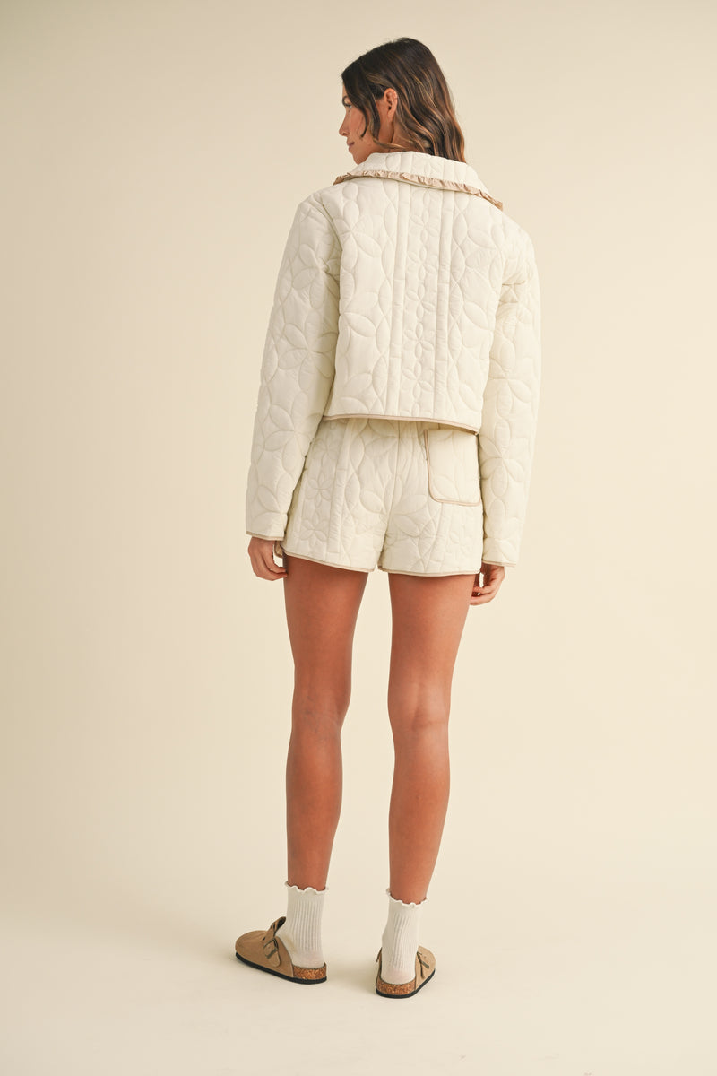 RHONWEN QUILTED COLLARED JACKET AND SHORTS SET