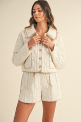 RHONWEN QUILTED COLLARED JACKET AND SHORTS SET