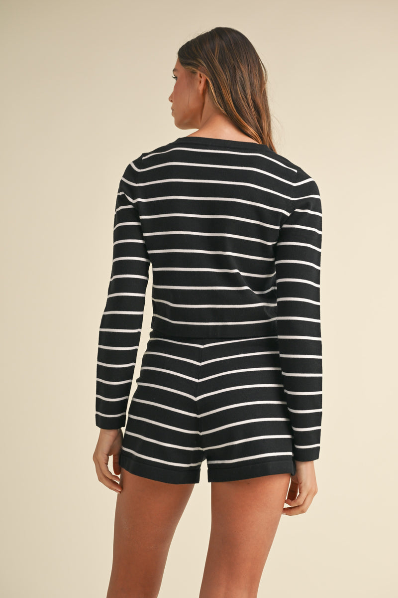 AZZURRA STRIPED CARDIGAN AND SHORTS SET