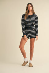AZZURRA STRIPED CARDIGAN AND SHORTS SET