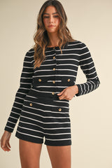 AZZURRA STRIPED CARDIGAN AND SHORTS SET