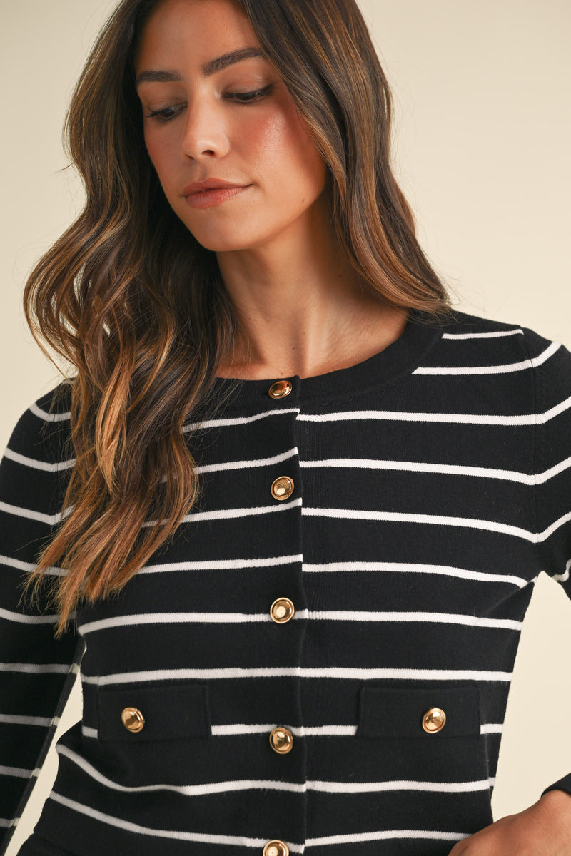 AZZURRA STRIPED CARDIGAN AND SHORTS SET