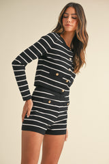 AZZURRA STRIPED CARDIGAN AND SHORTS SET