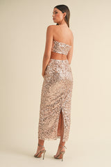 URSINA SEQUIN BANDEAU AND MIDI SKIRT SET