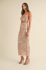 URSINA SEQUIN BANDEAU AND MIDI SKIRT SET