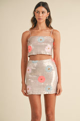 SPRING FLORAL CROP TOP AND MINI SKIRT SET