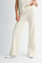RAON SIDE OPEN CABLE KNITTED LONG PANTS SET