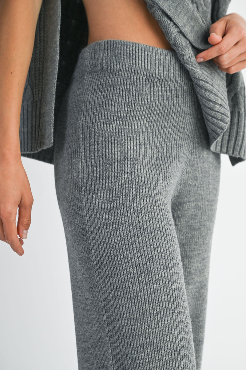 RAON SIDE OPEN CABLE KNITTED LONG PANTS SET