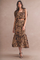 LANA LEOPARD TOP AND SKIRT SET