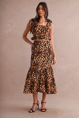 LANA LEOPARD TOP AND SKIRT SET