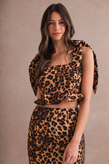 LANA LEOPARD TOP AND SKIRT SET