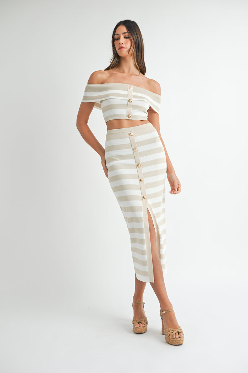 EVERLY STRIPE TOP SKIRT SET