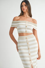 EVERLY STRIPE TOP SKIRT SET