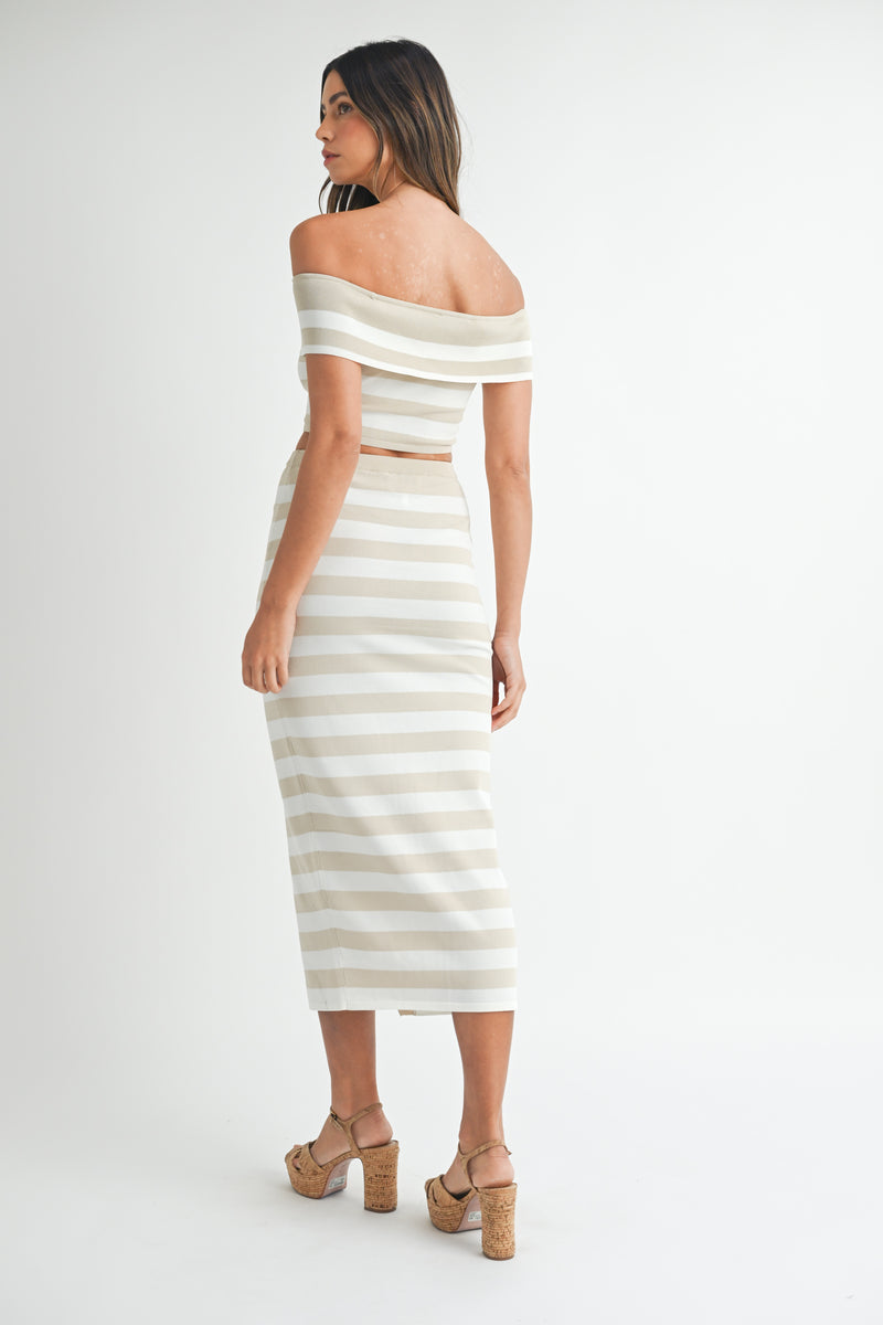 EVERLY STRIPE TOP SKIRT SET