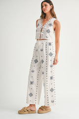 ABIGAIL EMBROIDERED VEST AND PANTS SET