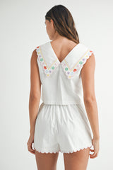 HESPER EMBROIDERED CROP TOP AND SHORTS SET