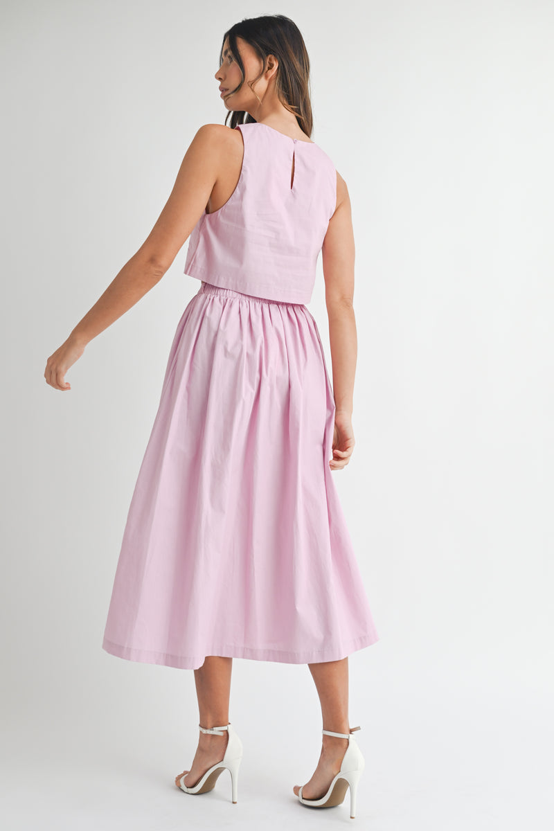 LILOU EMBROIDERED CROP TOP AND MIDI SKIRT SET