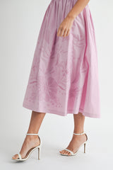 LILOU EMBROIDERED CROP TOP AND MIDI SKIRT SET