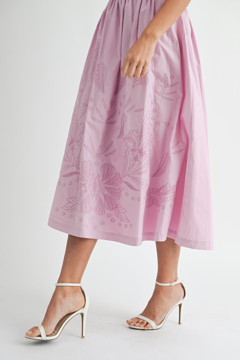 LILOU EMBROIDERED CROP TOP AND MIDI SKIRT SET