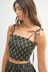 ORYSSA FLORAL PRINTED CROP TOP AND MIDI SKIRT SET