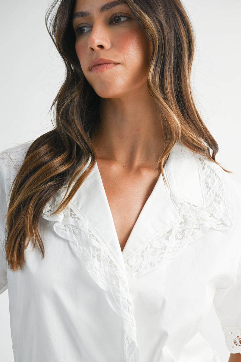 PENELOPE LACE TRIM SHIRTS AND SHORT SET