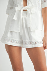 PORTLAND LACE TRIM SHIRTS AND SHORTS SET